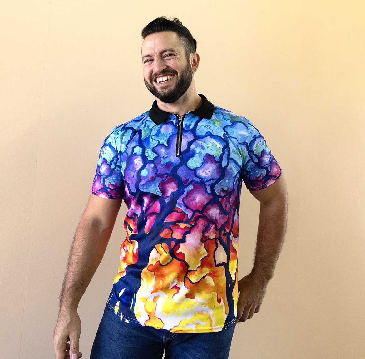 Peace by Piece Zip Polo